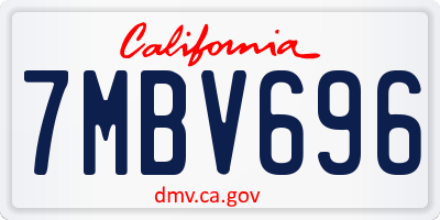 CA license plate 7MBV696