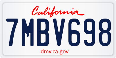 CA license plate 7MBV698