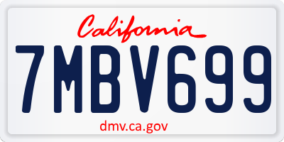CA license plate 7MBV699