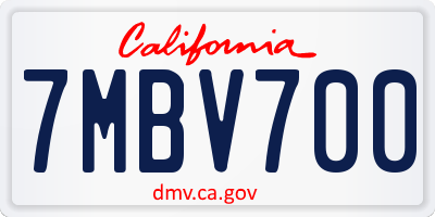 CA license plate 7MBV700