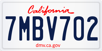 CA license plate 7MBV702