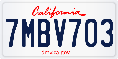 CA license plate 7MBV703