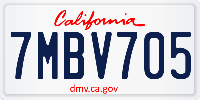 CA license plate 7MBV705