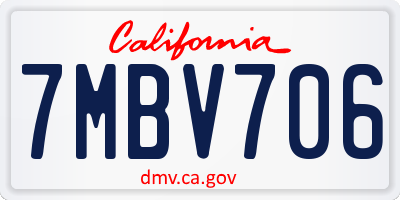 CA license plate 7MBV706