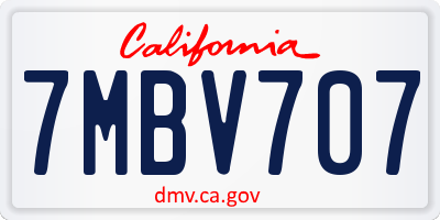 CA license plate 7MBV707