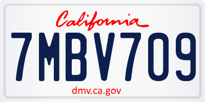 CA license plate 7MBV709