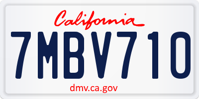 CA license plate 7MBV710