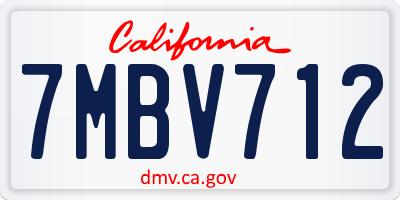 CA license plate 7MBV712