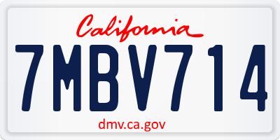 CA license plate 7MBV714