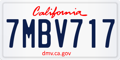 CA license plate 7MBV717