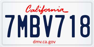 CA license plate 7MBV718