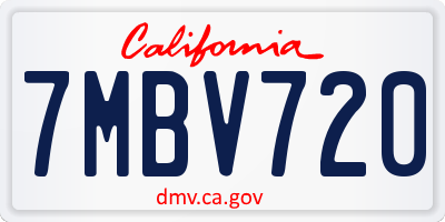 CA license plate 7MBV720