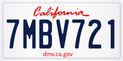 CA license plate 7MBV721
