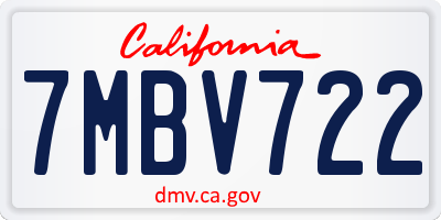 CA license plate 7MBV722