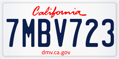 CA license plate 7MBV723
