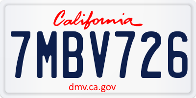 CA license plate 7MBV726