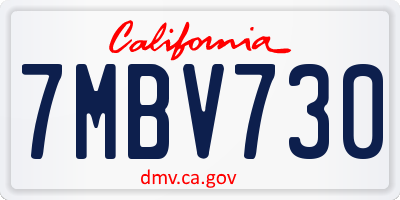 CA license plate 7MBV730