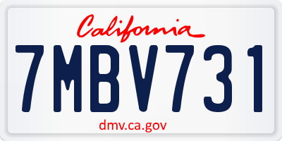 CA license plate 7MBV731