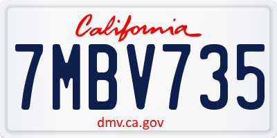CA license plate 7MBV735