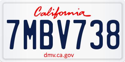 CA license plate 7MBV738