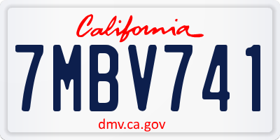 CA license plate 7MBV741