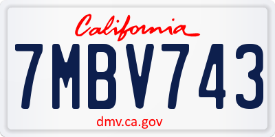 CA license plate 7MBV743