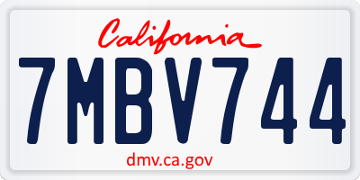 CA license plate 7MBV744