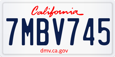CA license plate 7MBV745