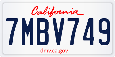 CA license plate 7MBV749