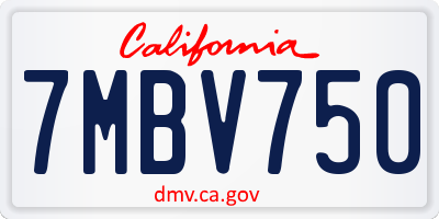 CA license plate 7MBV750