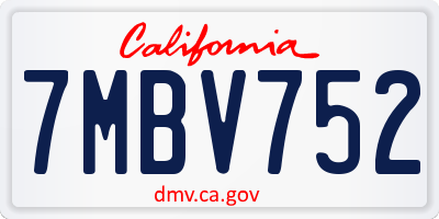 CA license plate 7MBV752