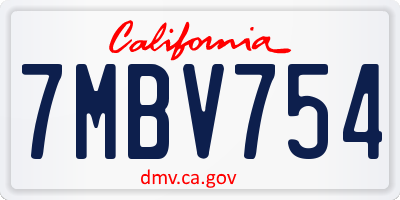 CA license plate 7MBV754