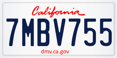 CA license plate 7MBV755