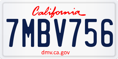 CA license plate 7MBV756