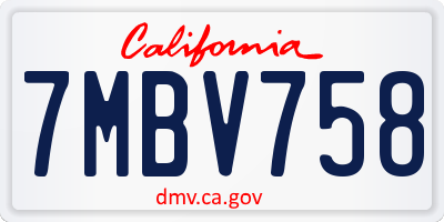 CA license plate 7MBV758