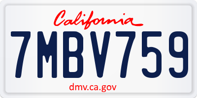 CA license plate 7MBV759