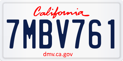 CA license plate 7MBV761