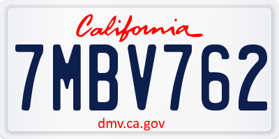 CA license plate 7MBV762