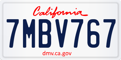 CA license plate 7MBV767