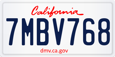 CA license plate 7MBV768