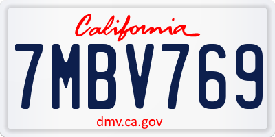 CA license plate 7MBV769