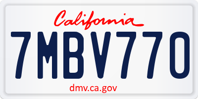 CA license plate 7MBV770