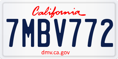 CA license plate 7MBV772