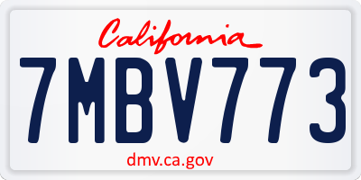 CA license plate 7MBV773