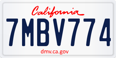 CA license plate 7MBV774