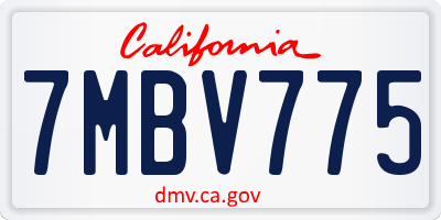 CA license plate 7MBV775