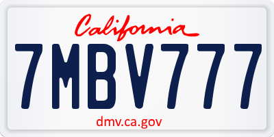 CA license plate 7MBV777