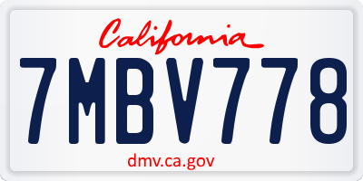 CA license plate 7MBV778