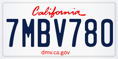CA license plate 7MBV780