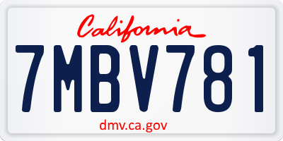 CA license plate 7MBV781